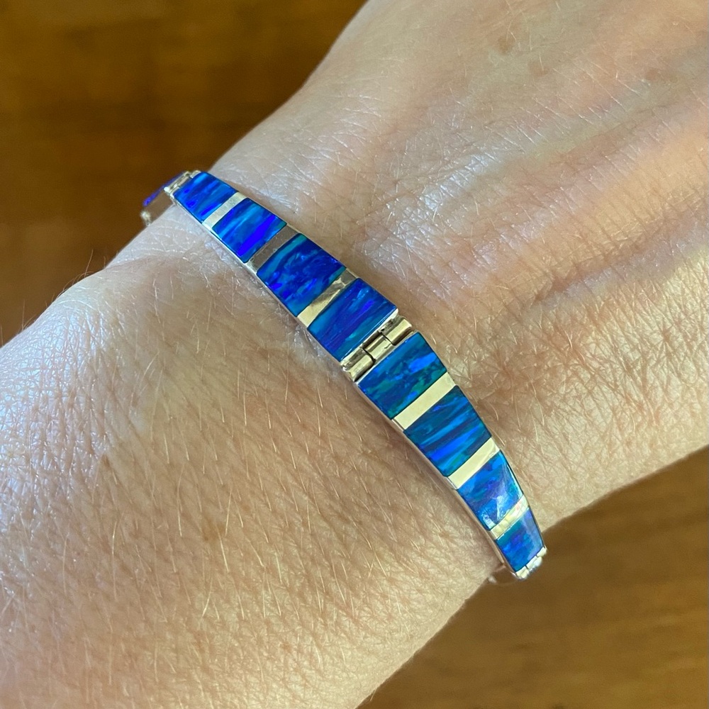 Mexican Fire Opal 950 Silver  Link Bracelet size 7”